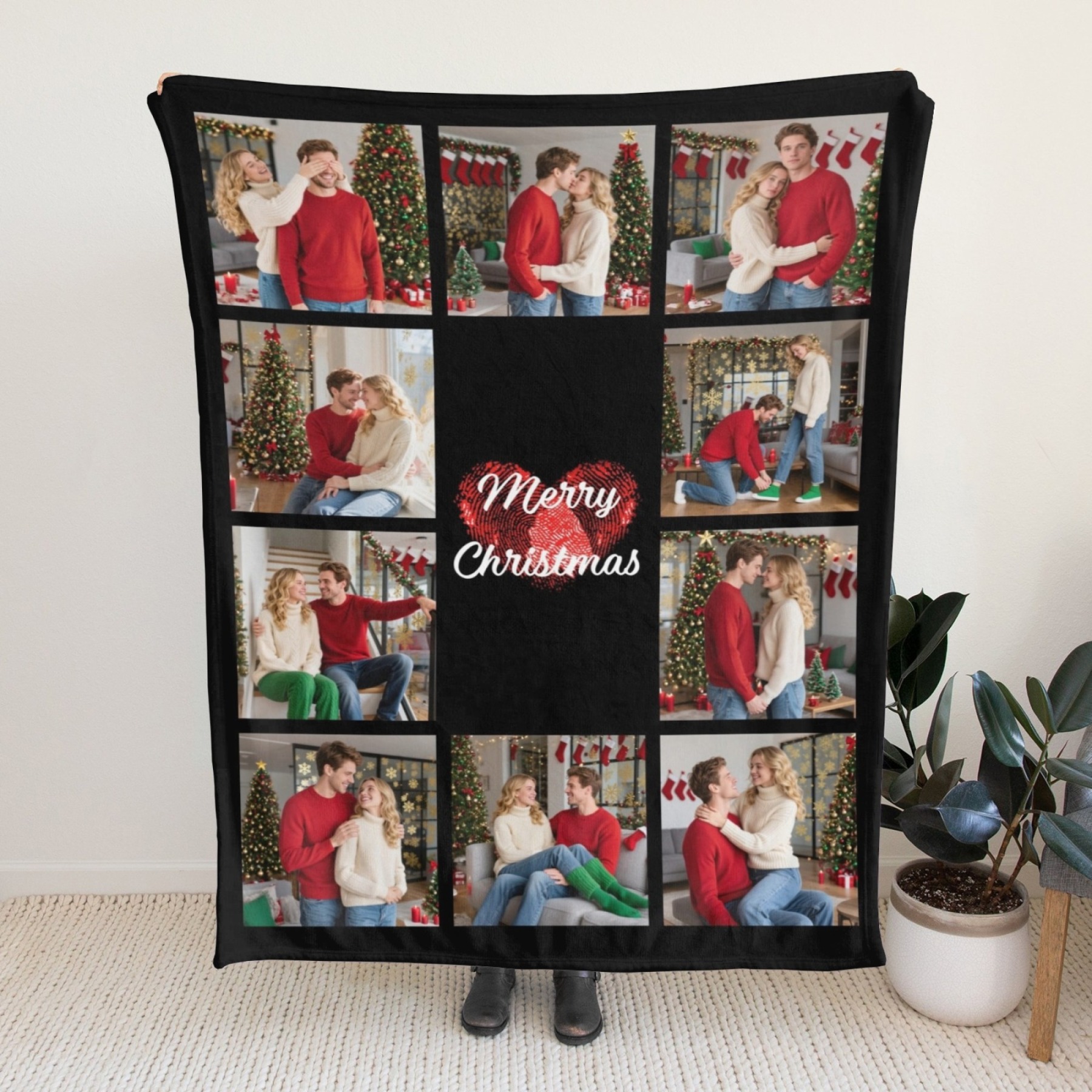 Custom Collage Photo Blanket Personalised Throw Blanket with Photos Text Christmas Gifts