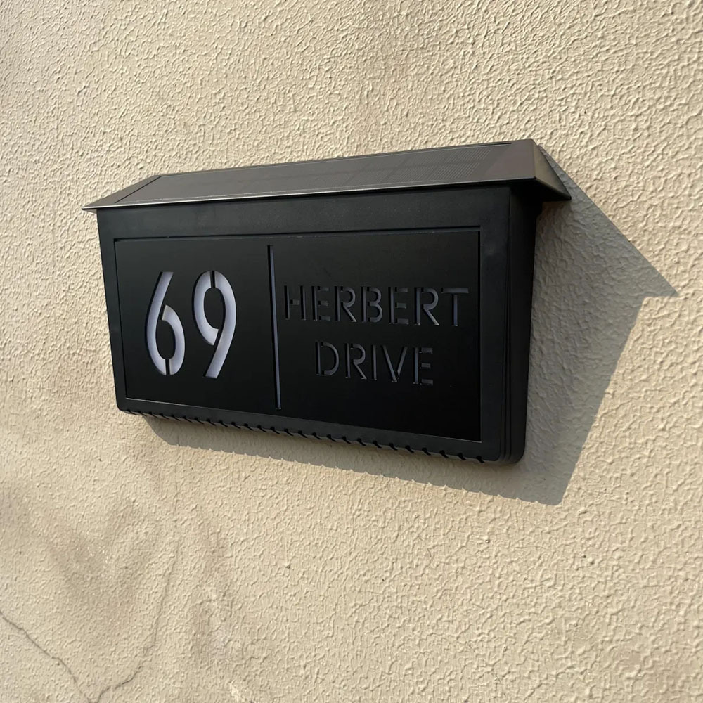 Customized Solar Lighted House Sign Laser Cut Address Plaque with LED Number Waterproof Design