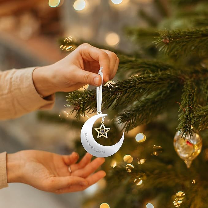 Personalised Heart Photo Ornament with Picture Inside and Text Engraved Christmas Gifts