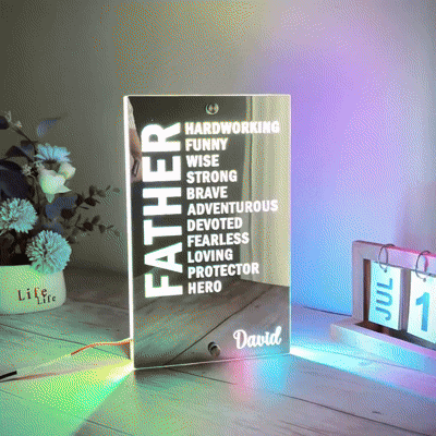 This Is My Father Personalised Name Mirror Light Custom Mirror Lamp Father's Day Gift
