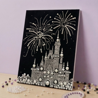 DIY Pink Castle Pearl Painting Kit - Handmade Crystal Diamond Art Wall Decor Gift for Friends