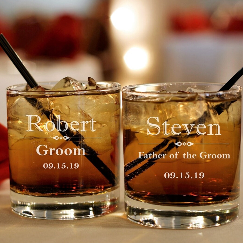 Personalised Whiskey Glasses Engraved Name Bourbon Glasses Groomsman Gifts for Wedding Party