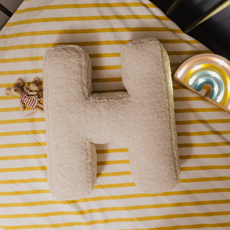 Personalised Alphabet Letter Pillow Embroidered Initial Cushion Nursery Decor Soft Sherpa Dorm Bed Pillow Baby Shower Gift
