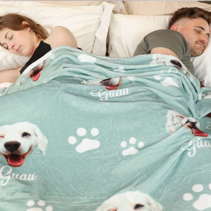 Personalised Pet Photo Blanket Custom Dog Face and Name Blankets Cat Throw Blankets Pet Lover Gifts