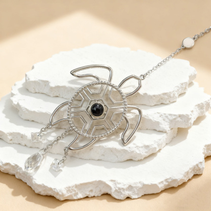 Personalised Sunburst Photo Sea Turtle Sun Catcher Custom Projection Ornaments Gift for Christmas