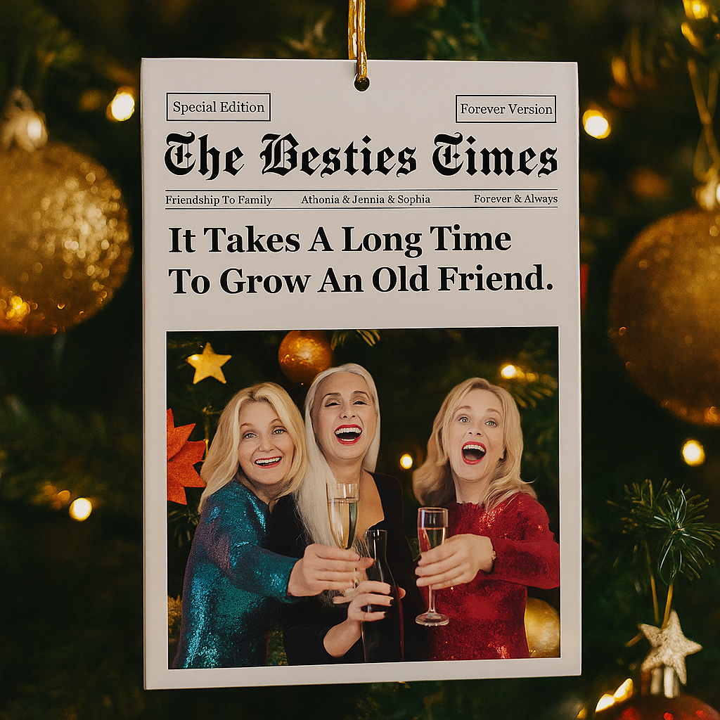 Personalised BFF Newspaper Acrylic Photo Ornament Custom Friendship Gift Christmas Decoration for Best Friends