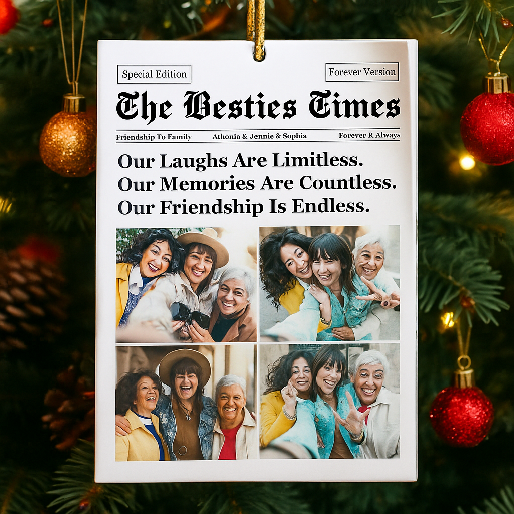 Personalised BFF Newspaper Acrylic Photo Ornament Custom Friendship Gift Christmas Decoration for Best Friends
