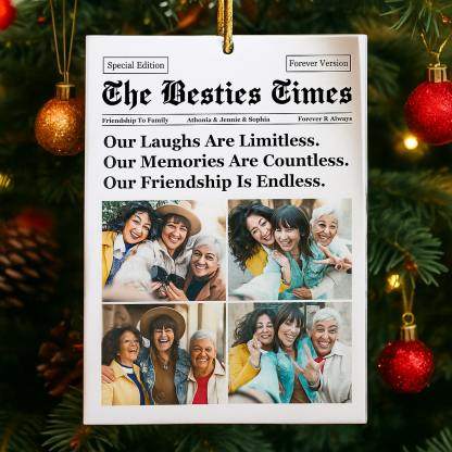 Personalised BFF Newspaper Acrylic Photo Ornament Custom Friendship Gift Christmas Decoration for Best Friends