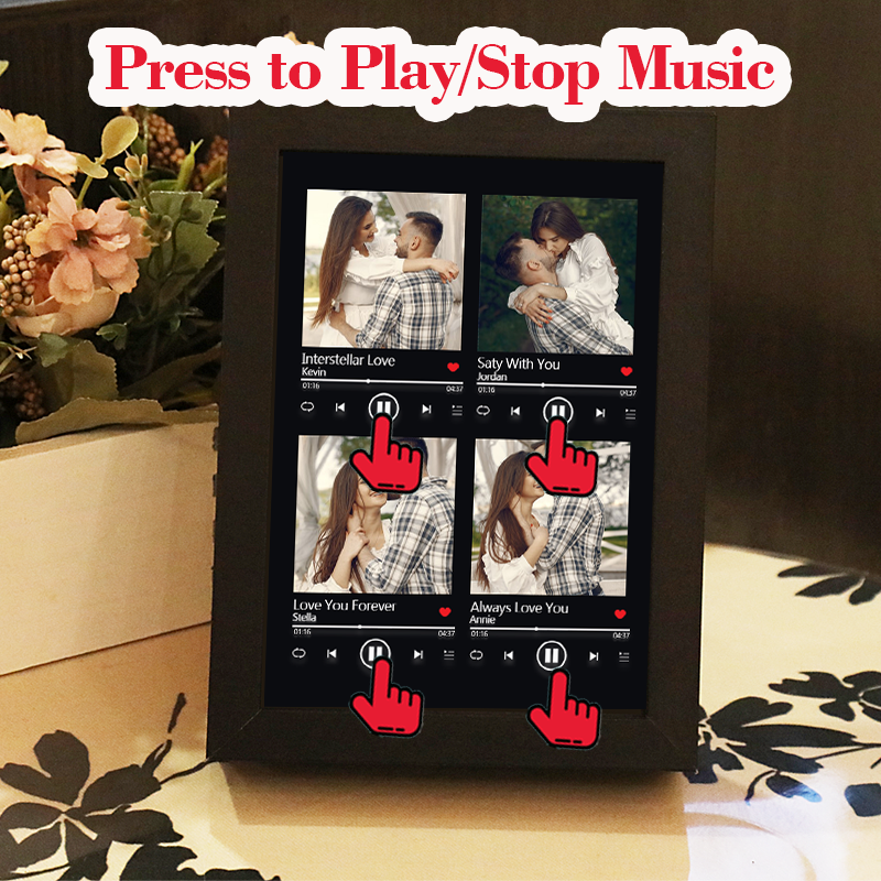 Custom Four Songs Picture Frames with Personalised Photo Frame Music Player (can play four whole song)
