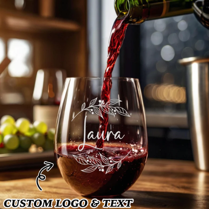 Custom Wedding Stemless Wine Glasses with Names&Date Engraved Cocktail Glasses Stemless Personalised Wedding Favor Gifts