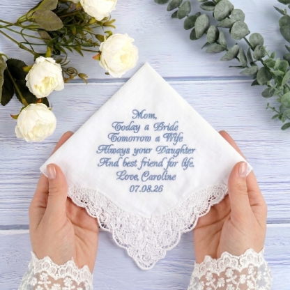 Custom Wedding Handkerchief Mother of the Bride Handkerchief Personalised Handkerchief for Wedding
