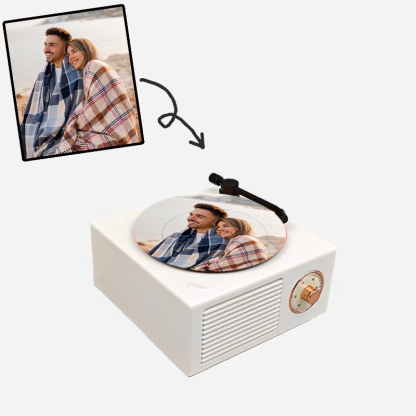 Custom Photo Vintage Vinyl Record Player Style Bluetooth Speaker Phonograph Style