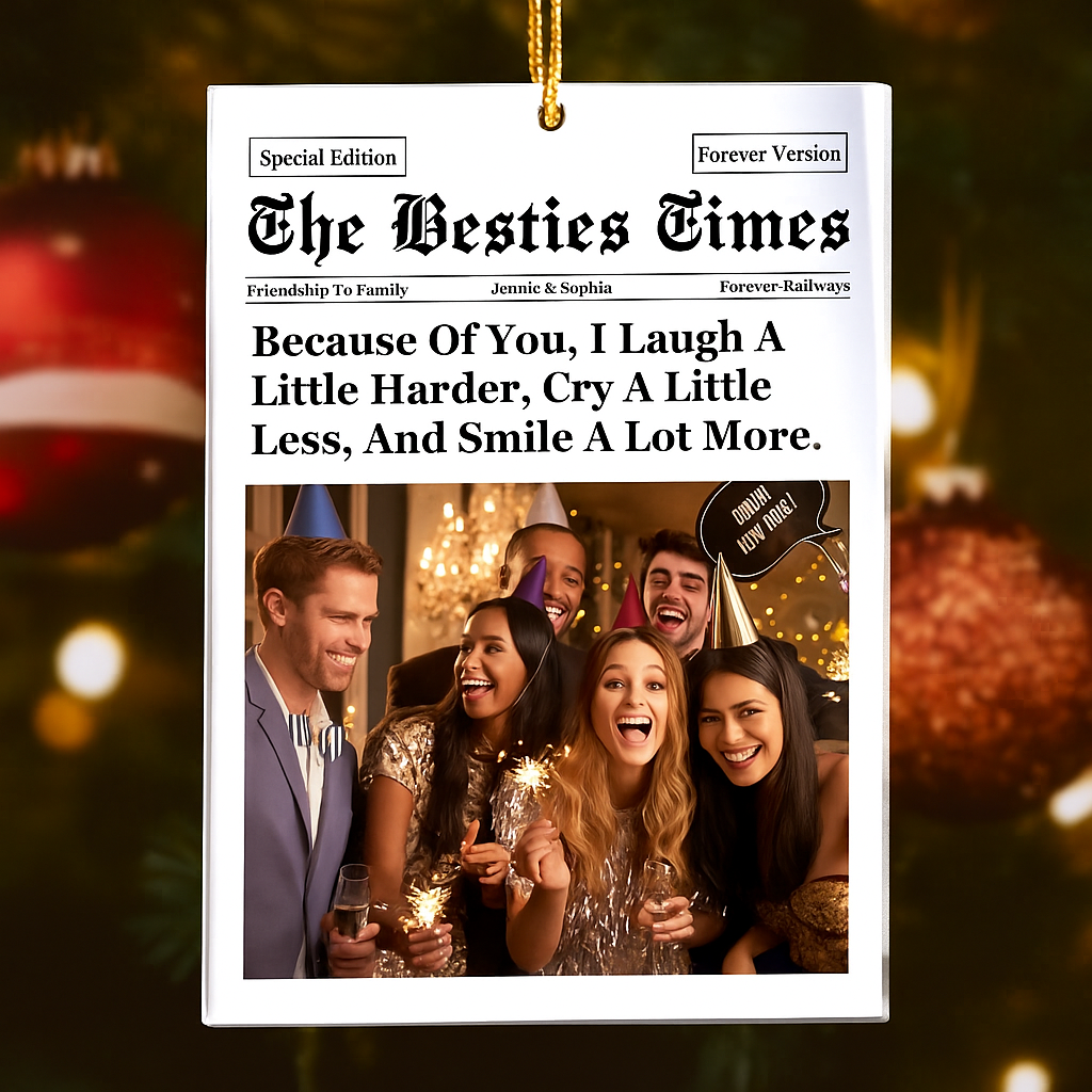 Personalised BFF Newspaper Acrylic Photo Ornament Custom Friendship Gi