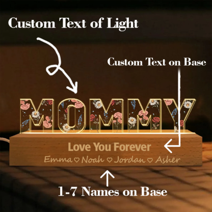 Personalised Name Night Light for Grandma Custom Text Acrylic Light Nana Flower 3D LED Floral Light Mothers Day Gifts