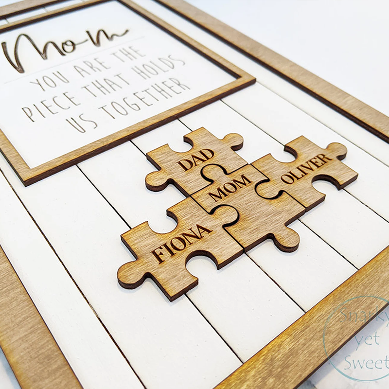 Personalised Name Wooden Puzzle Custom Sign Frame Mothers Day Gifts