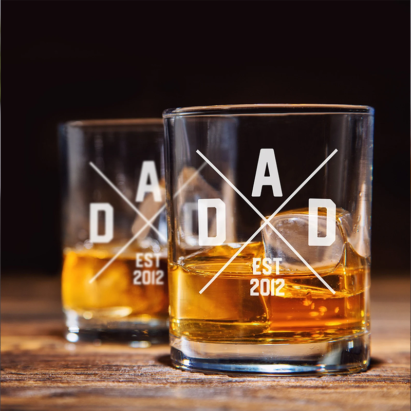 Custom Dad Whiskey Glass Personalised Fathers Day Gift Established Date Glass Bourbon Glass Whiskey New Dad Gift