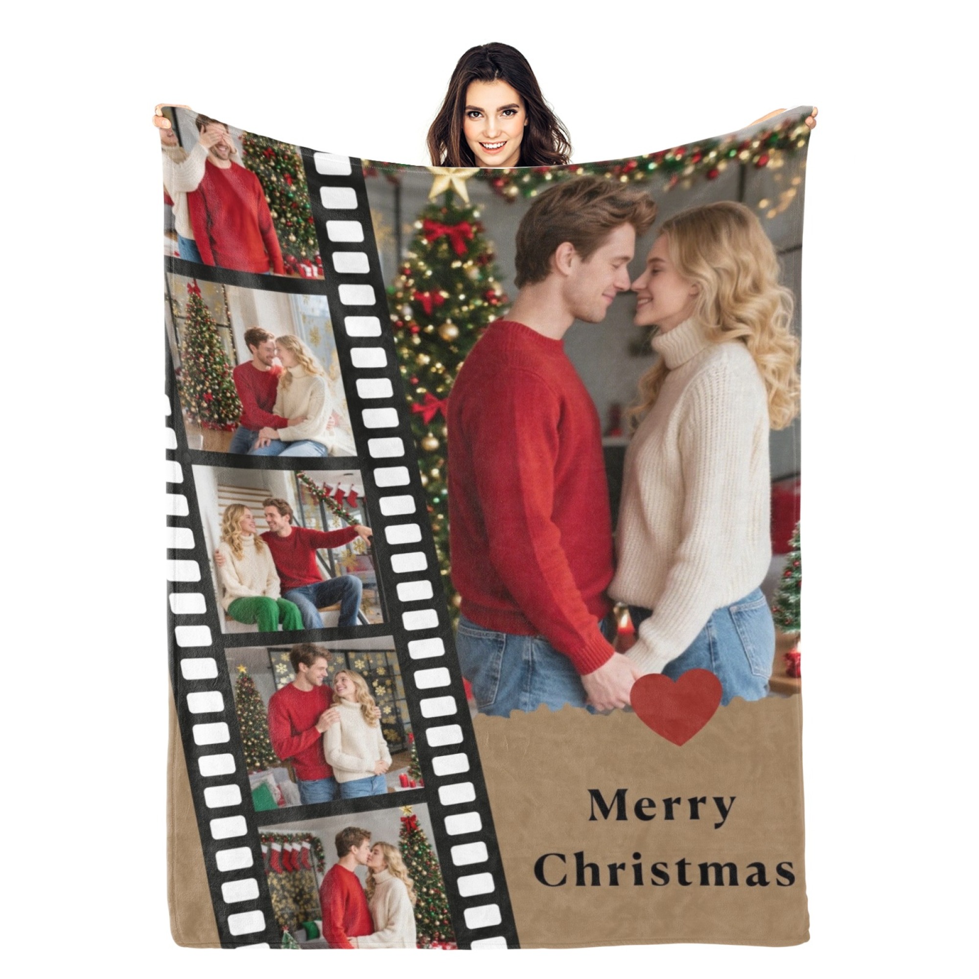 Custom Collage Photo Blanket Personalised Throw Blanket with Photos Text Christmas Gifts