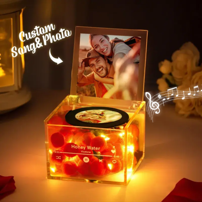 Custom Photo and Music Player Can Play Whole Song with Light Personalised Music Acrylic Box