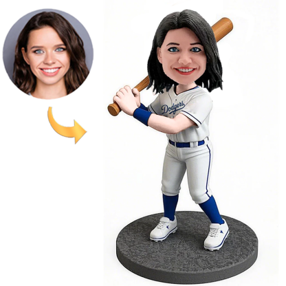 Handcraft Custom Bobbleheads Female Baseball Player with Baseball Bat LA Dodgers Fans
