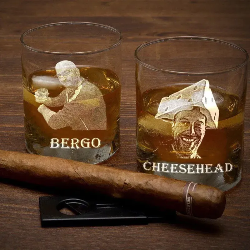 Custom Photo-Engraved Whisky Glasses Personalised Photo Whisky Set Gift Box Ice Wine Stone Wooden Box Father's Day Gift.