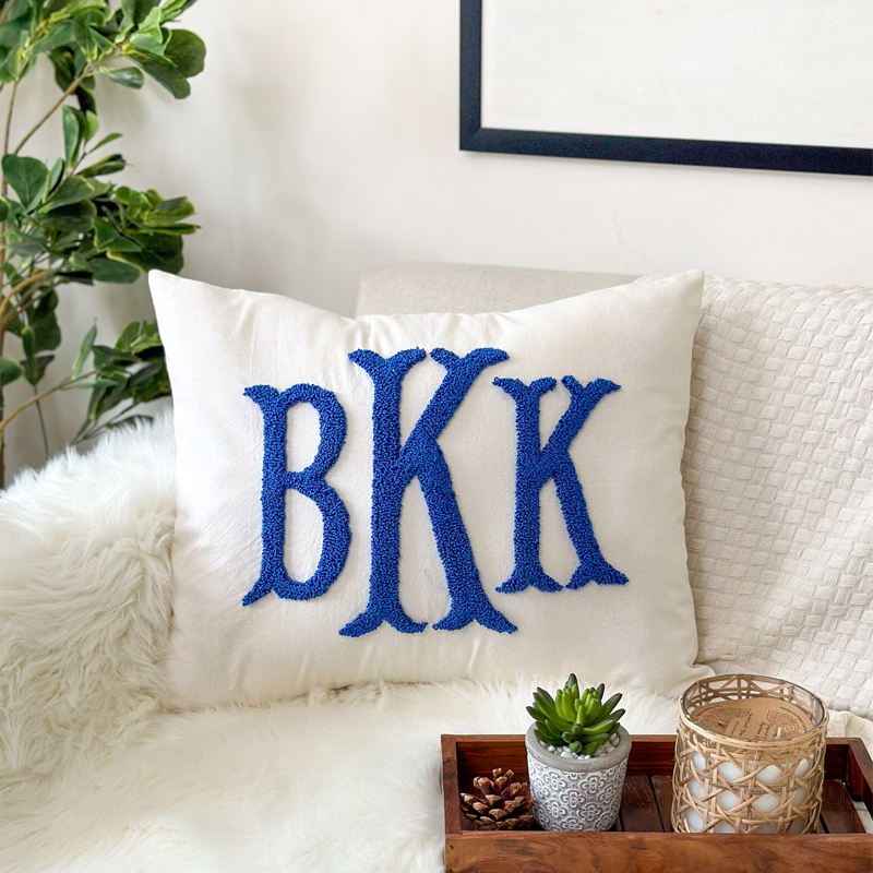 Custom Handmade Embroidery Monogram Pillow Punch Needle Name Pillow Slumber Party Gift Girl Kid Gift