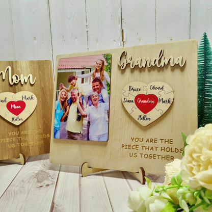 Personalised Heart Photo and Name Wooden Puzzle Custom Sign Mother's Day Gifts