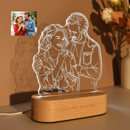Christmas Gifts Personalised Photo Handmade Drawing Portrait Line Art Picture LED Night Light