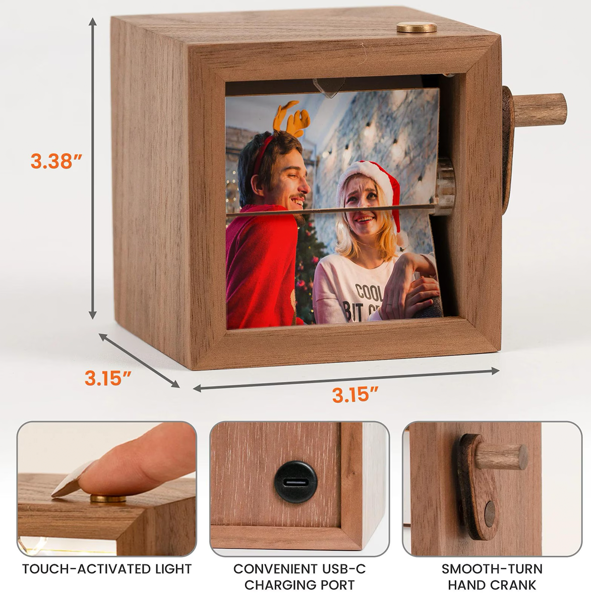 Personalised Photo and Engraved Flipbook Frame Animation Machine Night Light Hand Motion Photo Cube Album Gifts for Her