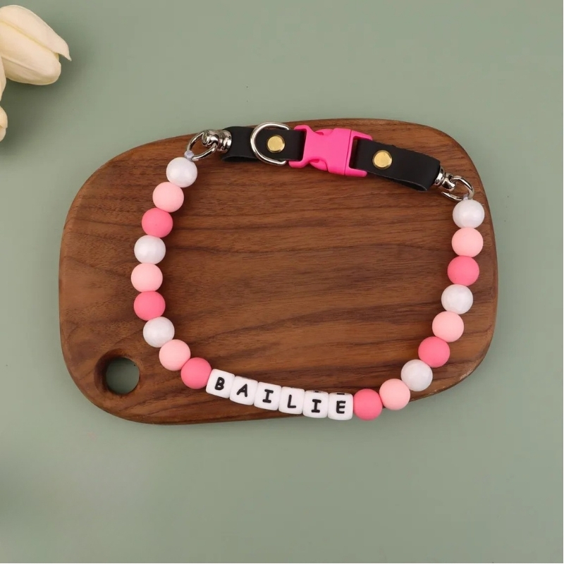 Personalised Beaded Name Dog Collar Durable Waterproof Dog Collar Handmade Gift for Pet Lover