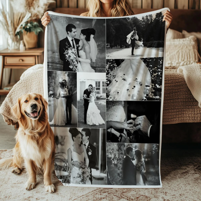 Personalised Collage Photo Blanket Custom Pictures and Text Throw Blanket Anniversary Gifts for Her