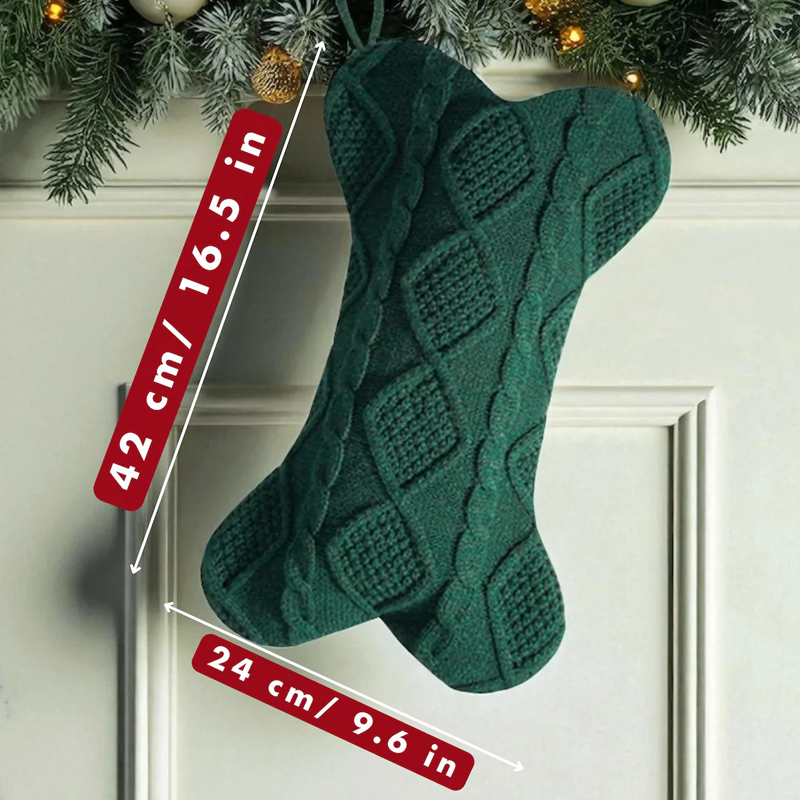 Personalised Embroidered Name Knit Christmas Stockings Knitted Bone Ornament Christmas Holiday Gifts