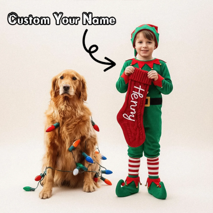 Personalised Name Hand Embroidered Christmas Stockings Custom Knit Socks Ornament with Name Family Xmas Gifts