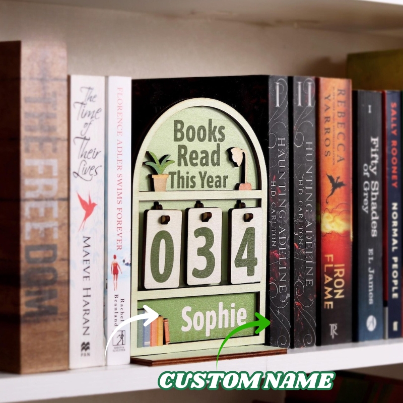Personalised Books Read This Year Counter Mini Plaque with Flat Base Book Lovers Gift Bookshelf Decor Gift for Readers