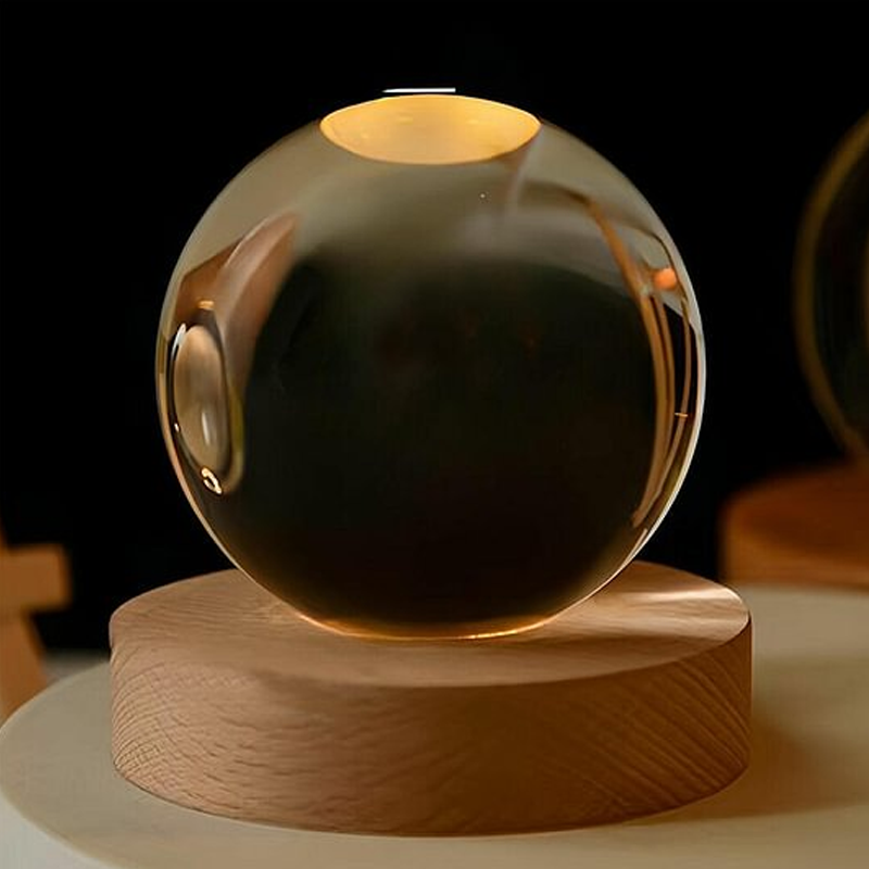 Personalised Moon Phase Crystal Ball Night Light Custom Laser Engraved Names and Date Valentines Day Gifts for Anniversary