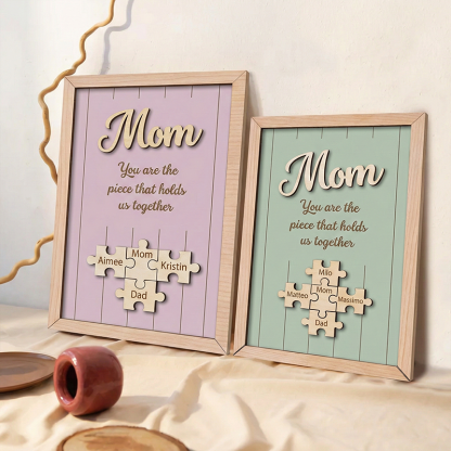 Personalised Wooden Puzzle Frame Custom Color Engraved Mom You Are the Piece That Holds Us Together Sign Gifts for Mom