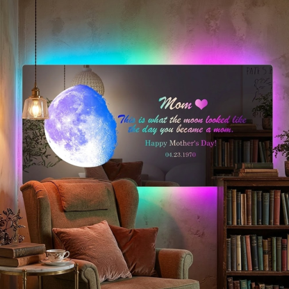 Personalised Moon Phase Mirror Lamp The Day You Became Mother Custom Name and Date Mirror Night Light Mother's Day Gifts