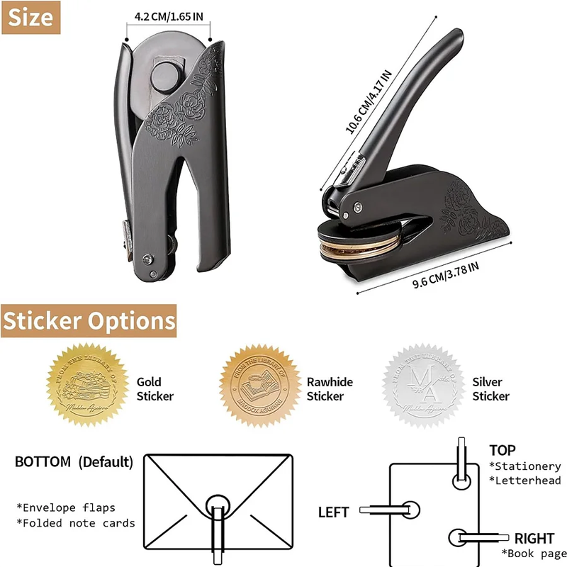 Custom Metal Book Embosser for Book Lover Gifts Handheld Personalised Embosser Book Stamp Library Stamp Gift for Readers, Teachers & Home Libraries