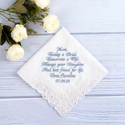 Custom Wedding Handkerchief Mother of the Bride Handkerchief Personalised Handkerchief for Wedding