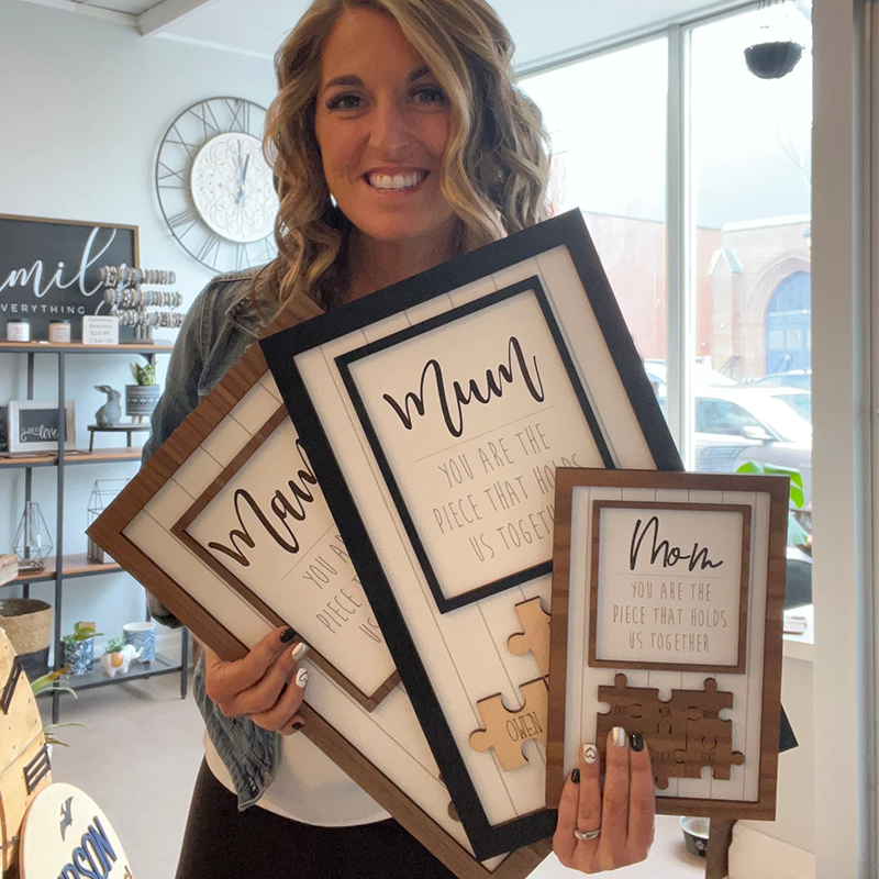 Personalised Name Wooden Puzzle Custom Sign Frame Mothers Day Gifts