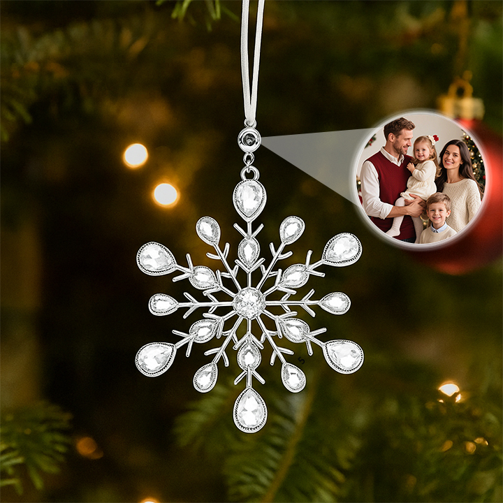 Personalised Photo Projection Snowflake Ornaments with Picture Inside