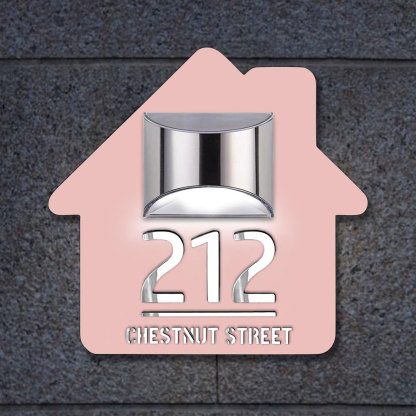 Personalised Door Address Plaque Solar Illuminated Waterproof Address House Signs Laser Cut Mirror Number Sign with LED Light House Warming Gifts
