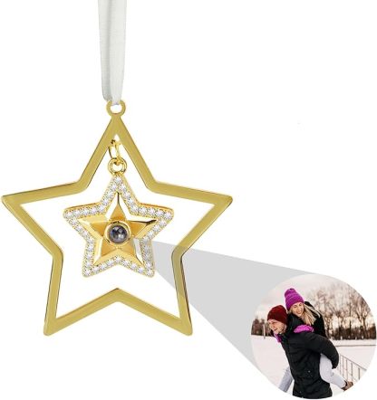 Personalised Christmas Picture Ornament with Custom Photo Projection for Tree Hanging Xmas Gifts