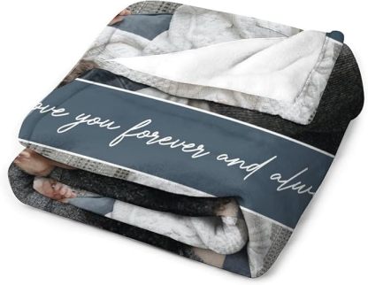 Custom Photos Collage Blanket Personalised Throw Blanket with Photos Text Gift for Family Couple