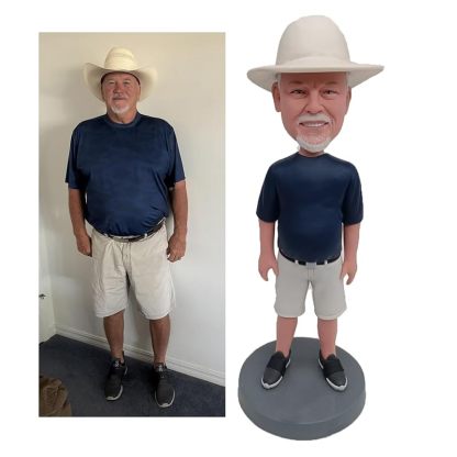 Fully Body Customizable 1 Person Custom Male Bobbleheads with Text Engraved