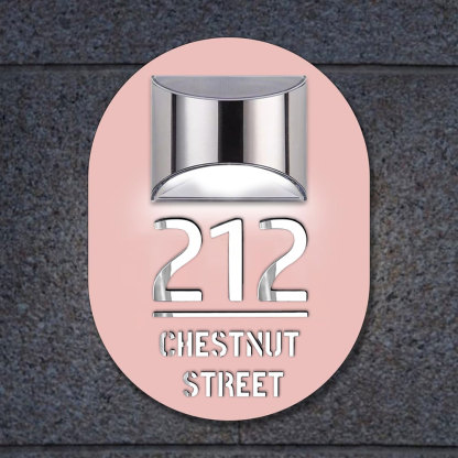 Personalised Door Address Plaque Solar Illuminated Waterproof Address House Signs Laser Cut Mirror Number Sign with LED Light House Warming Gifts