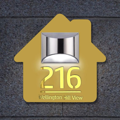 Personalised Door Address Plaque Solar Illuminated Waterproof Address House Signs Laser Cut Mirror Number Sign with LED Light House Warming Gifts