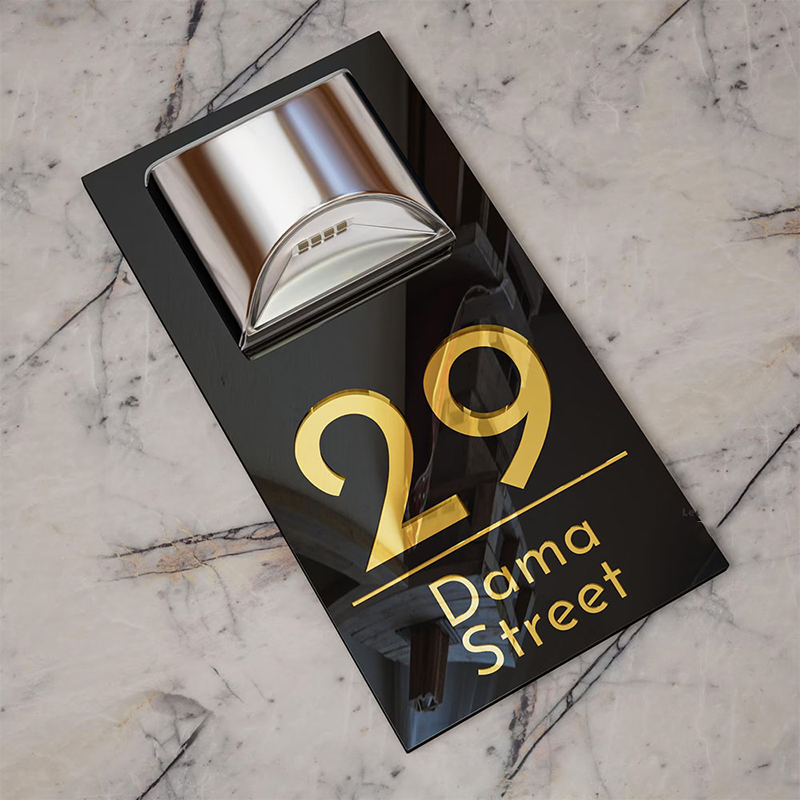 Personalised Solar House Signs Laser Cut Mirror Number Sign with LED Light Waterproof Door Address Plaque House Warming Gifts