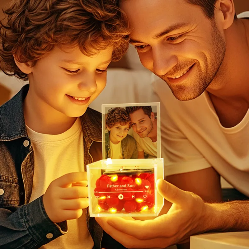 Custom Photo and Music Player Can Play Whole Song with Light Personalised Music Acrylic Box
