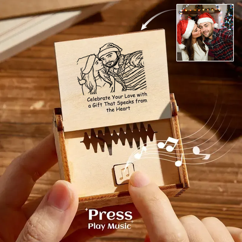Custom Photo and Whole Song Digital Wooden Music Box Can Play Whole Song Christmas Gifts