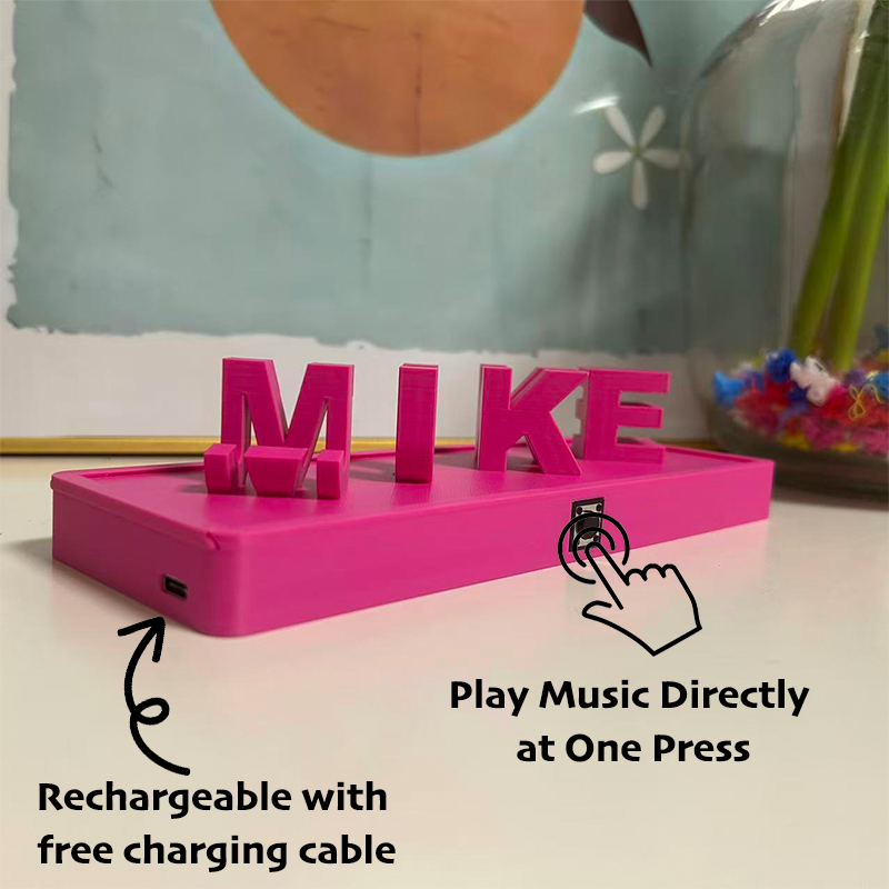 Custom Dual Name and Play Whole Song Illusion Love 3D Printed Personalised Double Flip Music Name Plate Double Sided Words Plate Valentines Gift